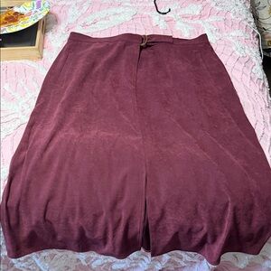 Denim&Co Burgundy A-Line Skirt with Front Ring Detail